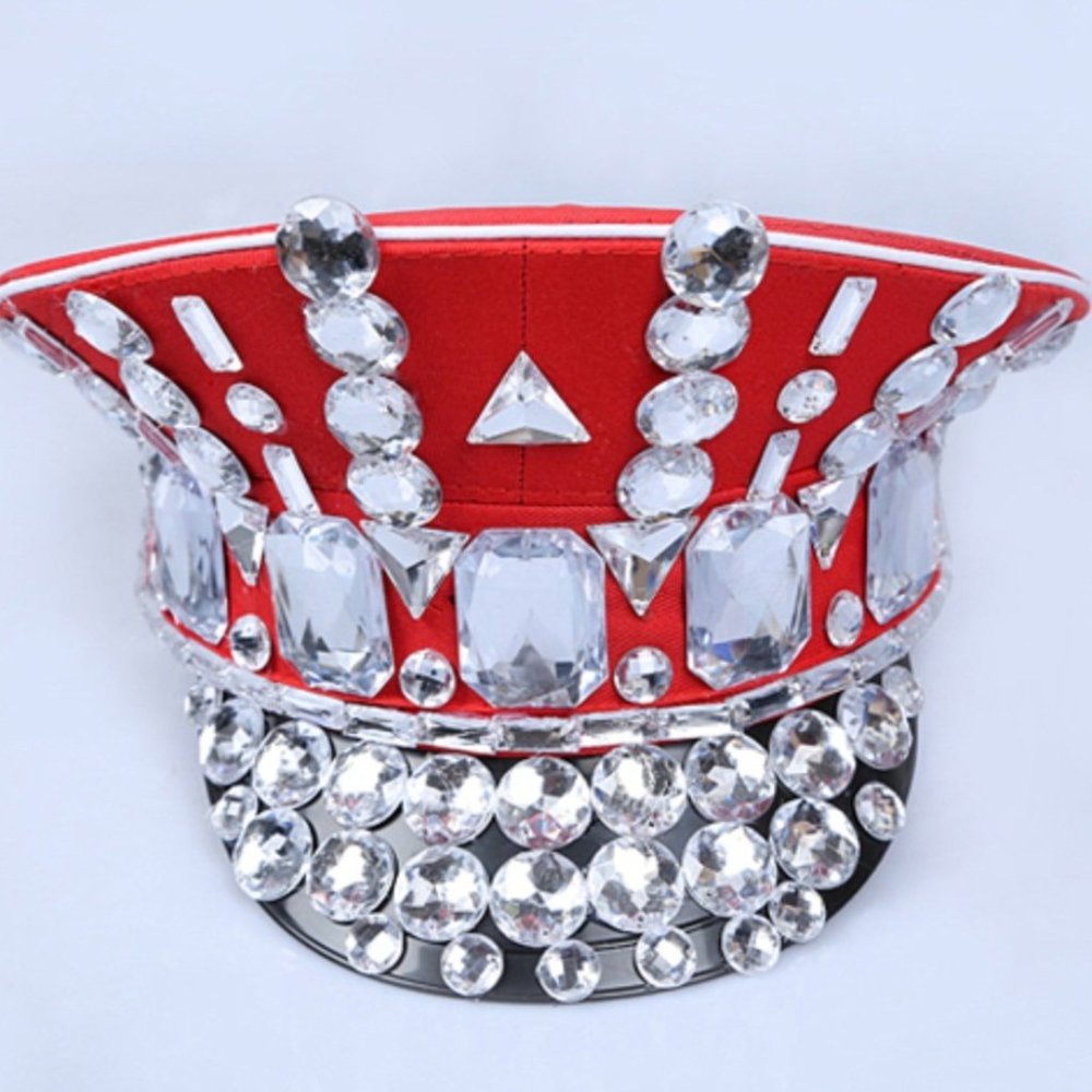 Rhinestone Studded Festival Captains Hat